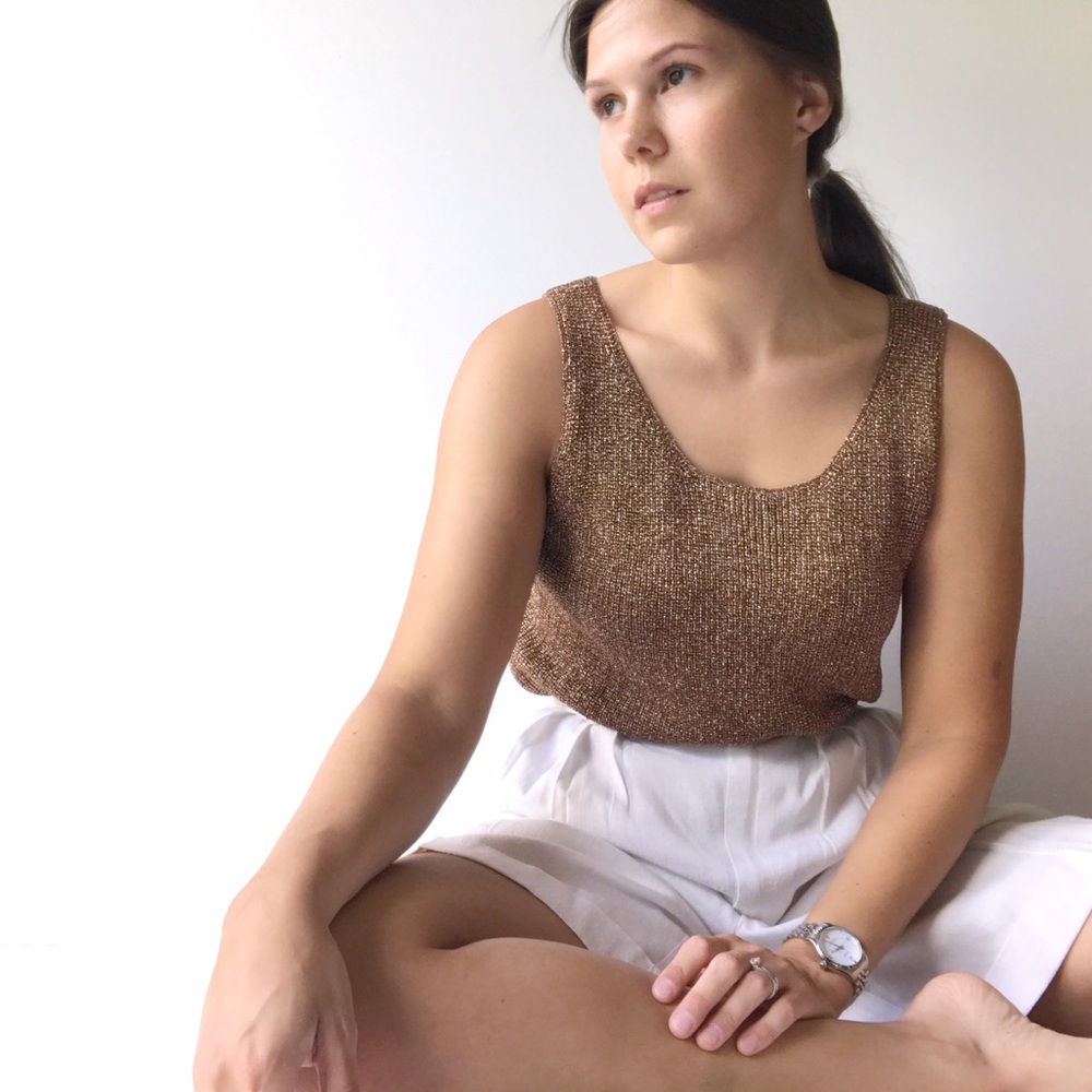 Vintage Sparkly Copper Sleeveless Top